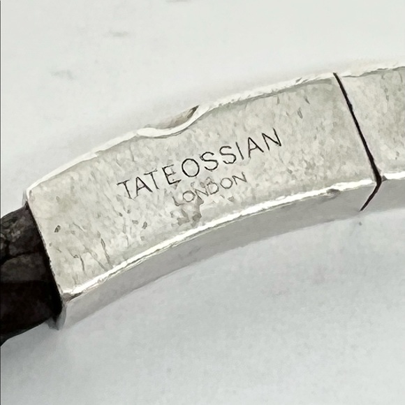 Robert Tateossian Brown Leather Silver Clasp Bracelet .925 - Picture 8 of 8